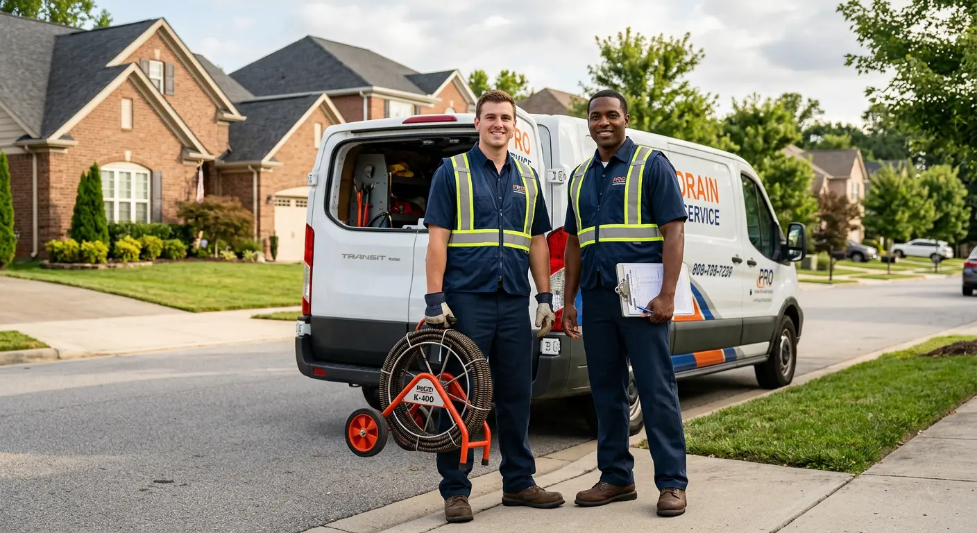 Sewer and drain service team with equipment ready for work in Ponchatoula