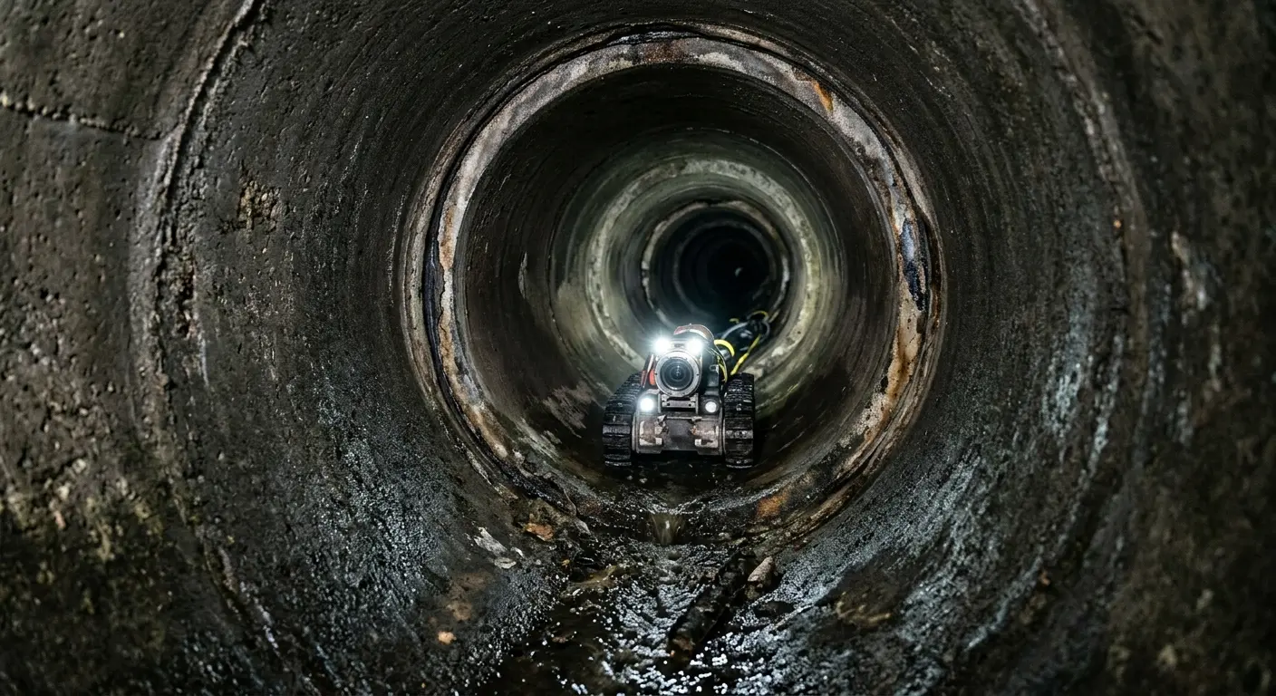 Robotic sewer camera inspecting pipe interior for Drain Snake Service in Ponchatoula